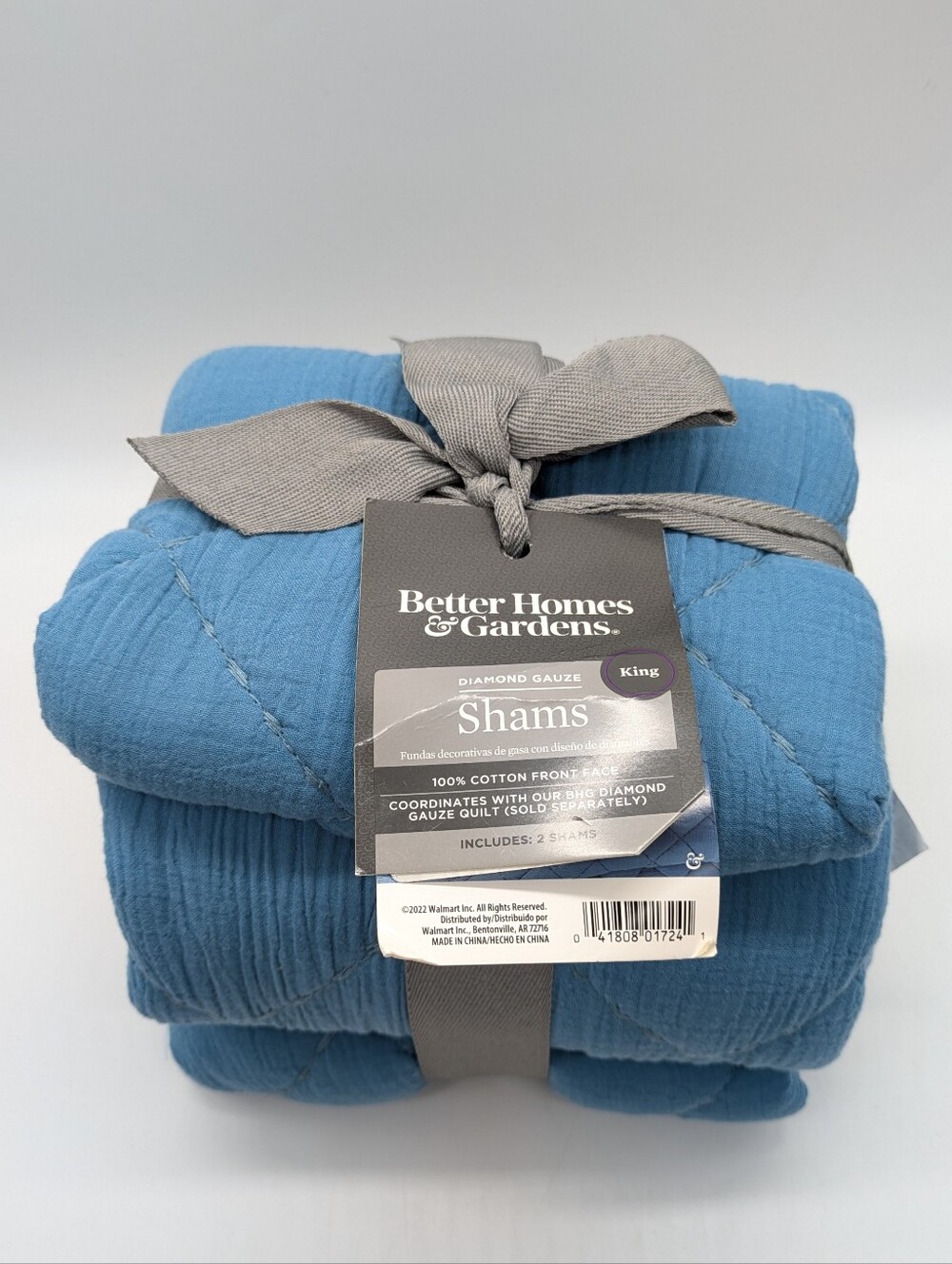 NWT Better Homes & Gardens Blue Diamond Gauze King Size Shams - Set Of 2